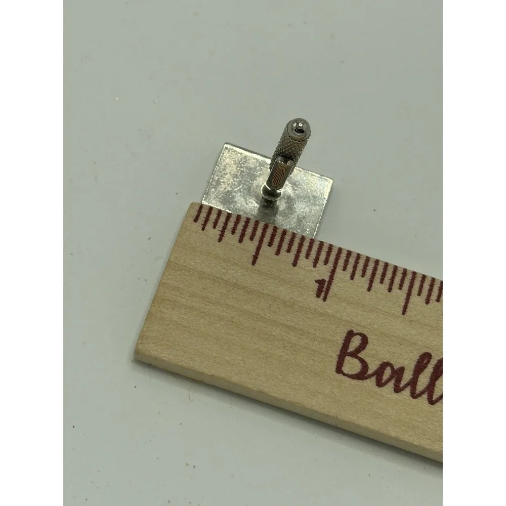 Vintage MCM Modernist‎ Cufflinks H Engraved Silver Tone Metal